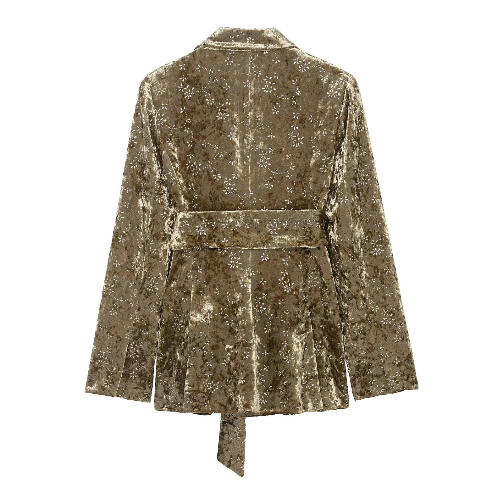 Velvet waistband suit jacket+pants set