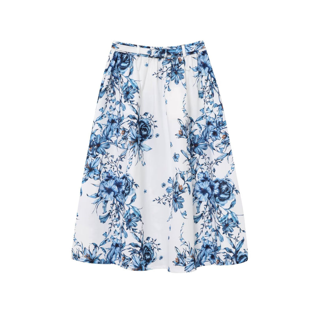 Printed short top+printed long skirt set for women