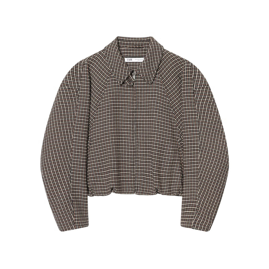 Winter houndstooth jacket+waistband skirt pants