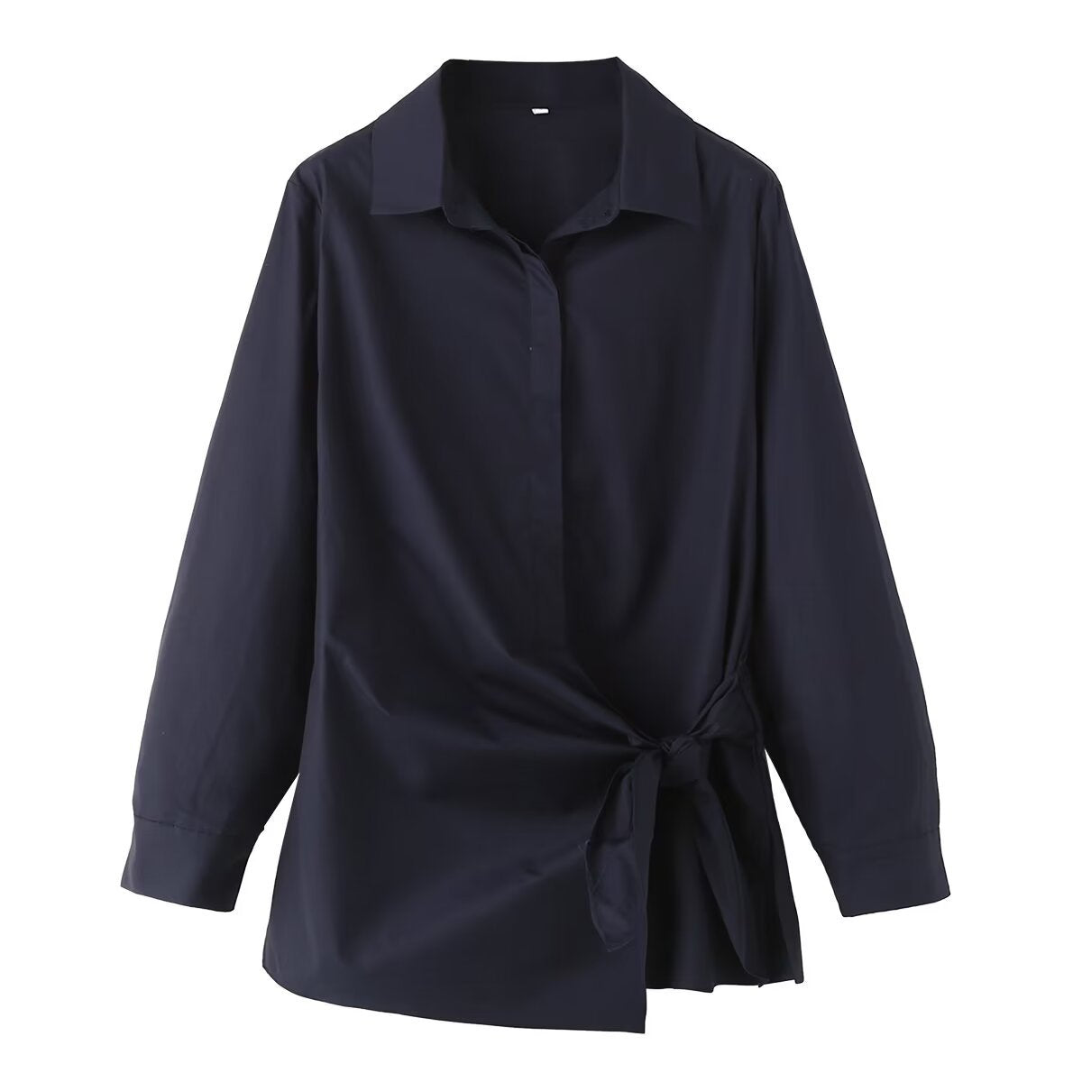 Double breasted poplin shirt+wide leg pants set