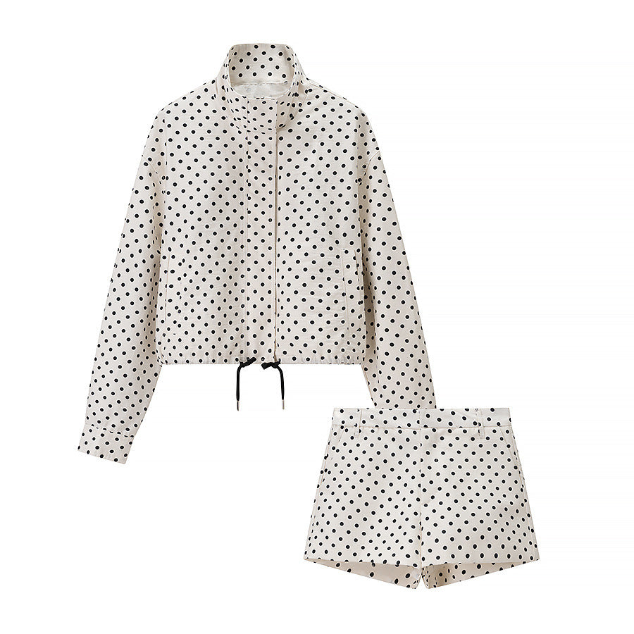 Polka dot jacket+shorts set