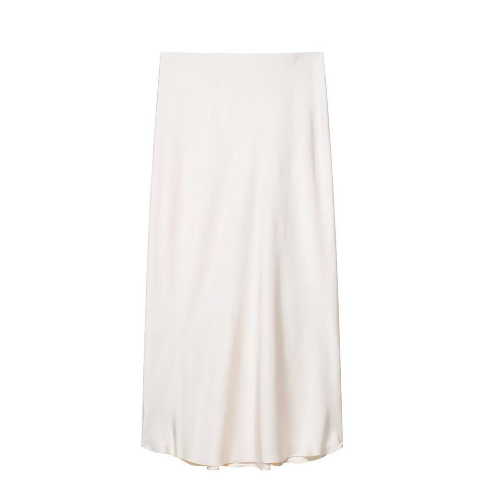 Lace embellished satin top+skirt set