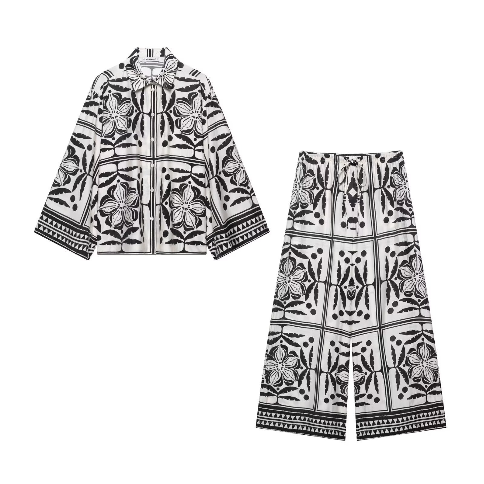 Color blocking shirt top+color blocking pants set for women