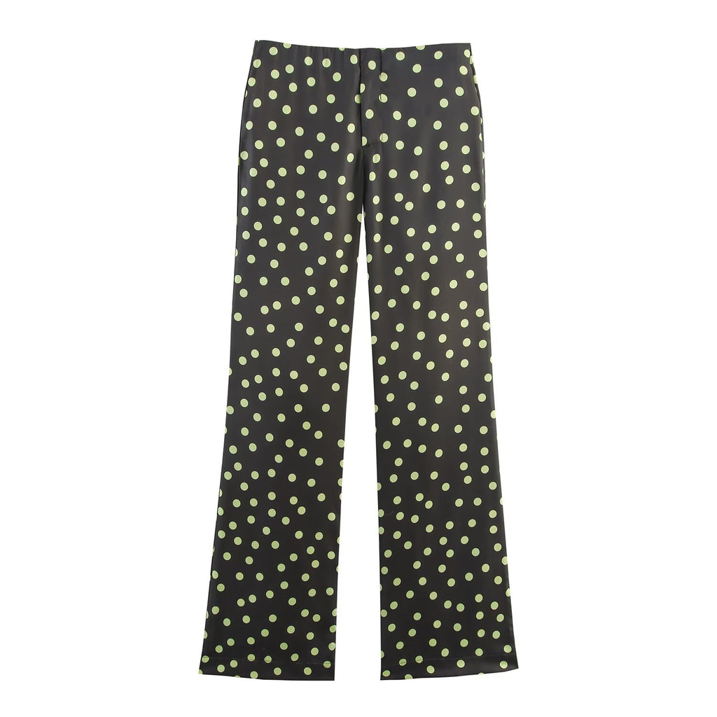 Neck collar top+flared pants set