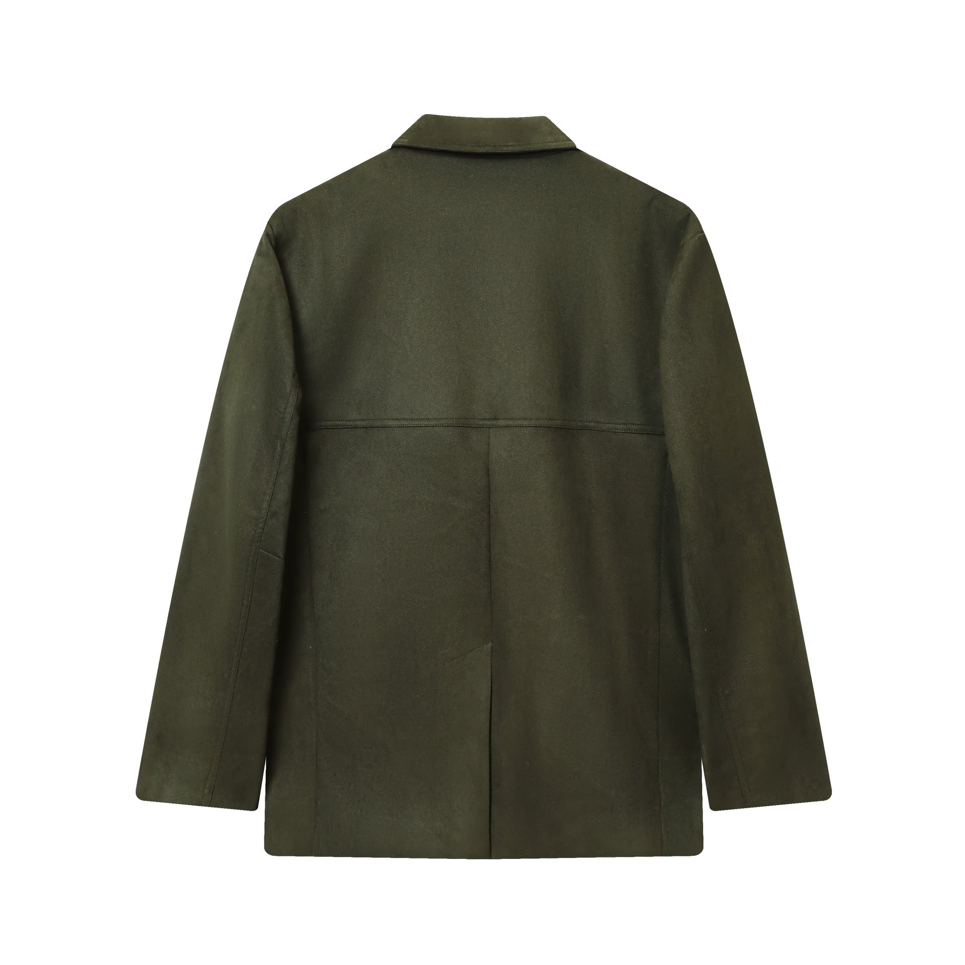 Vintage Suede Pocket Decor Jacket  Shorts Set