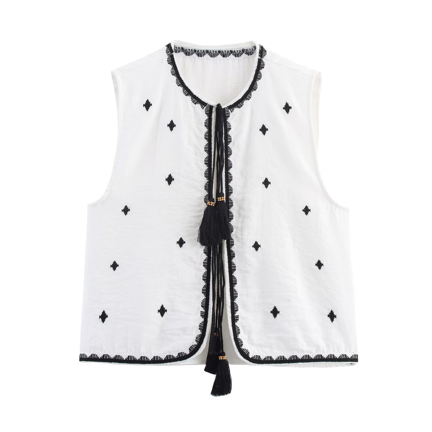 Embroidered Su Sui vest+shorts set