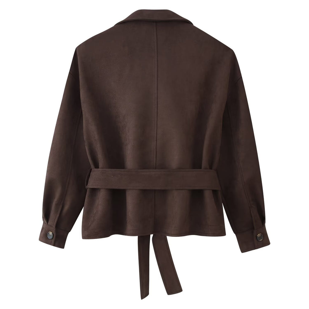 Set of short jacket with collar tie and skirt