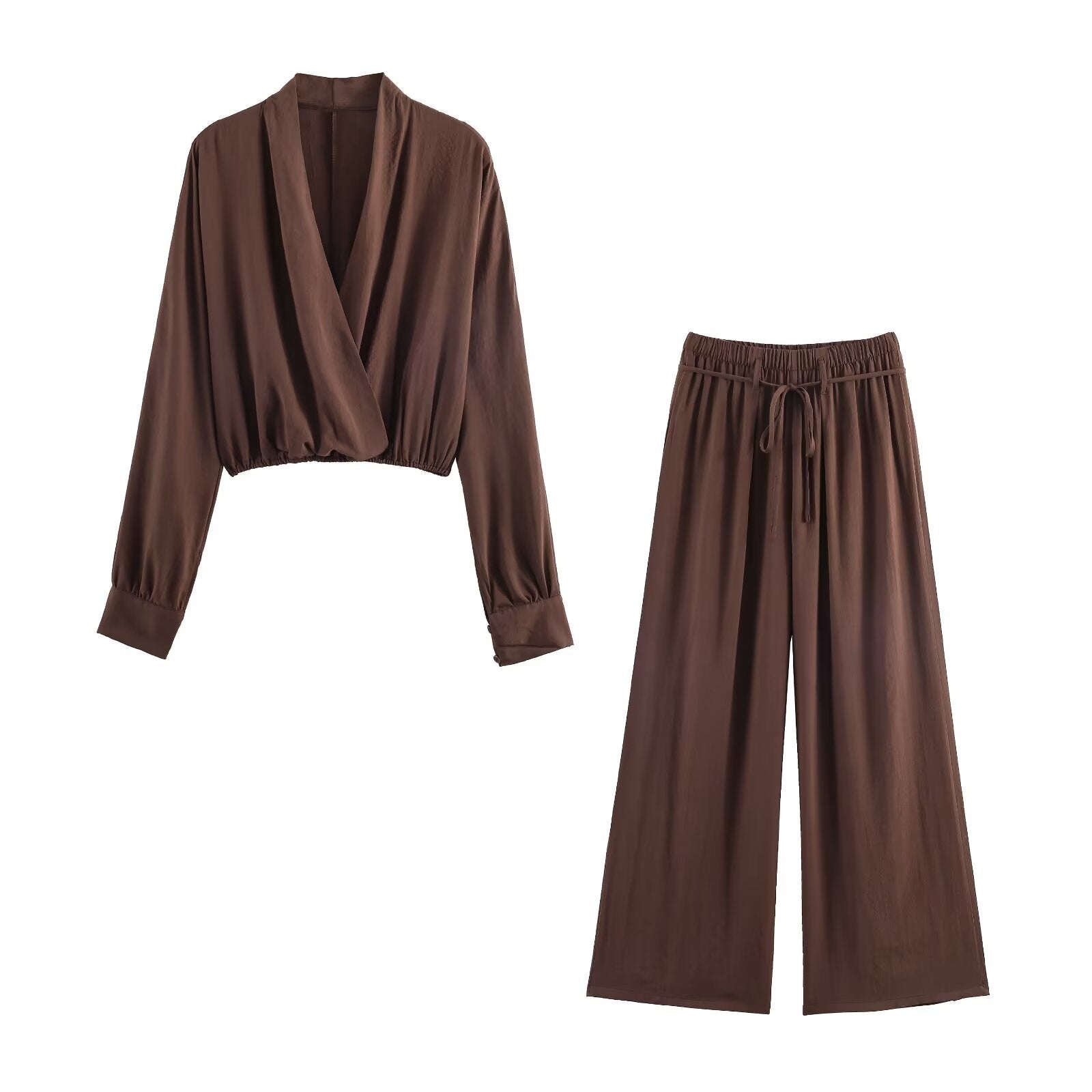 Style Women's Linen Shirt and Wide-Leg Pants Set
