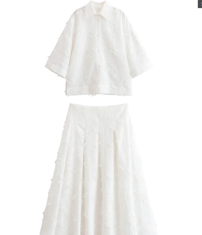 Skirt Set for Women Casual Wear Long Sleeve Flowing Design Two-Piece Outfit