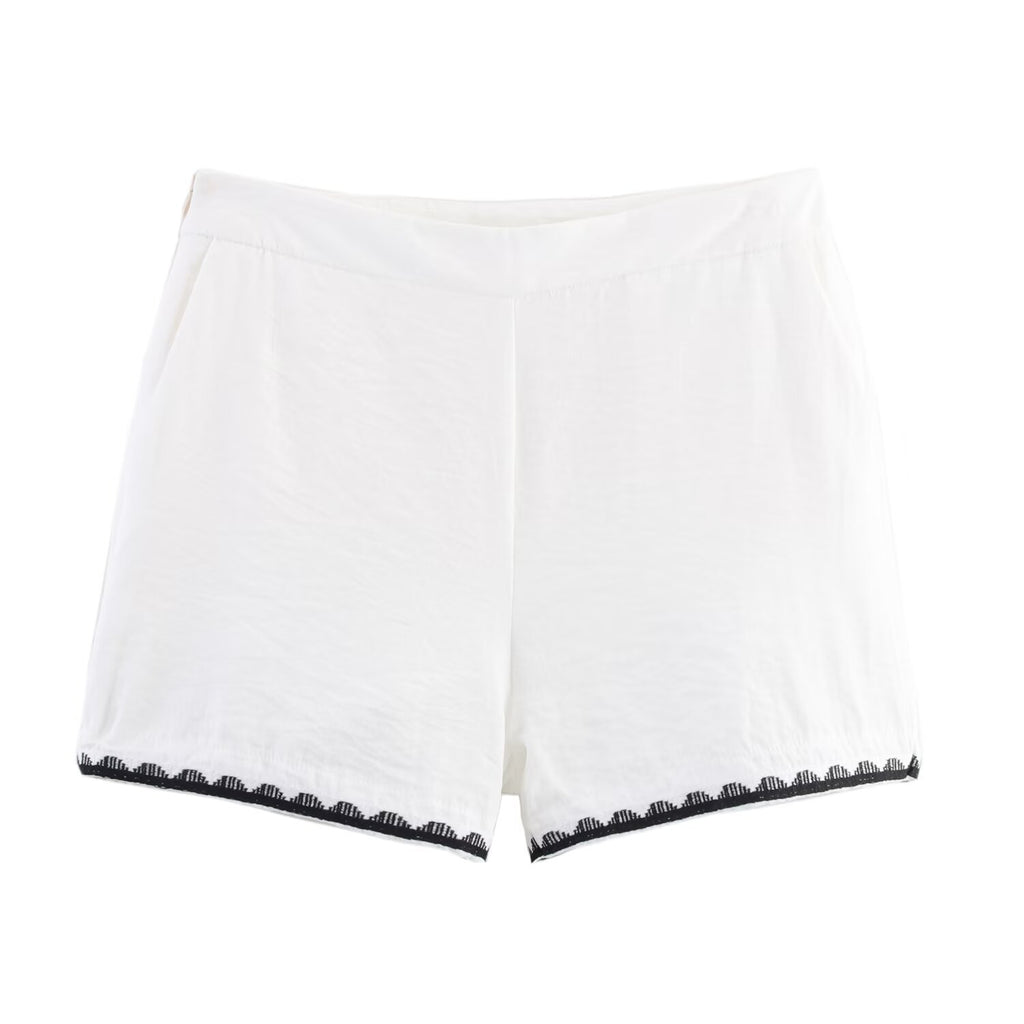 Embroidered Su Sui vest+shorts set