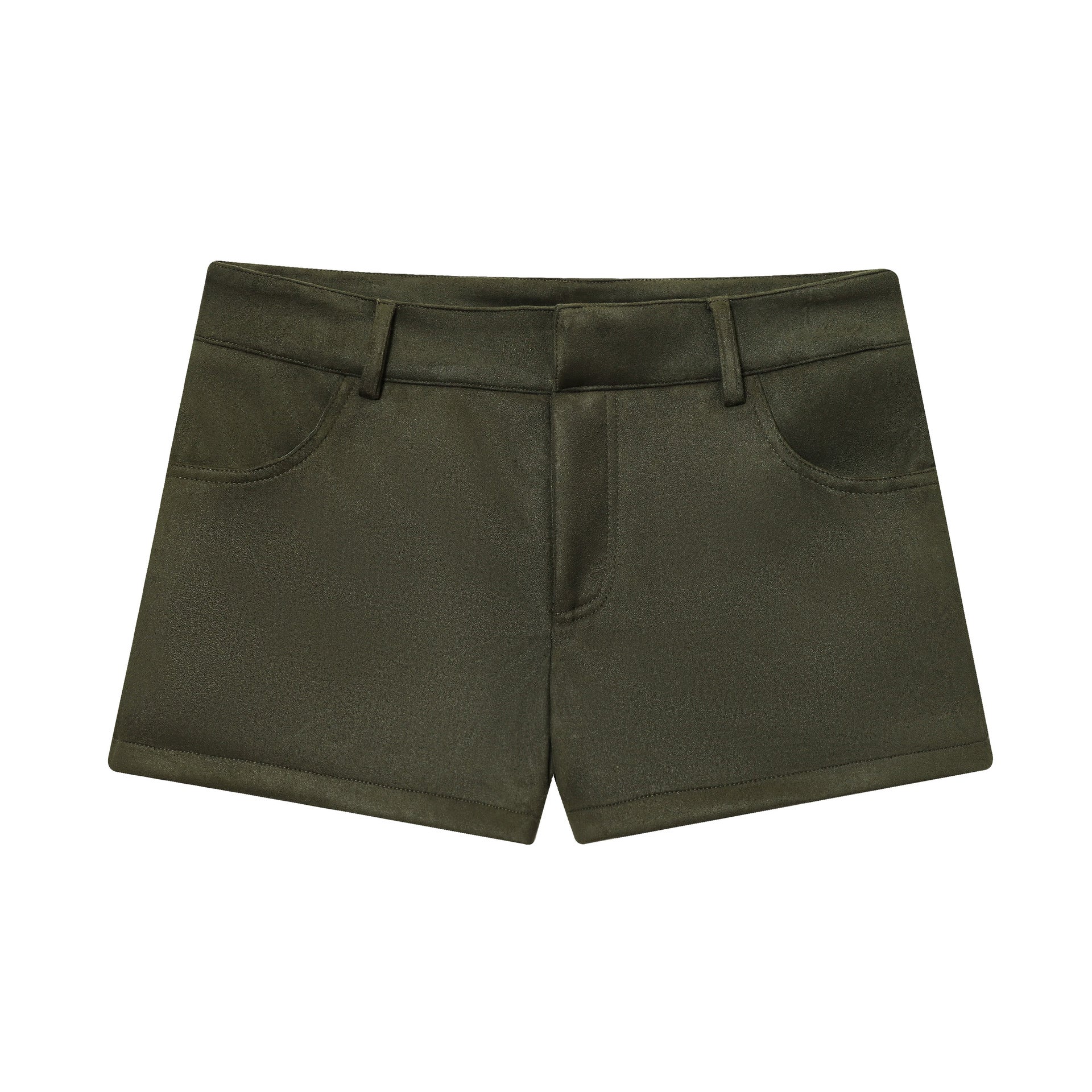 Vintage Suede Pocket Decor Jacket  Shorts Set