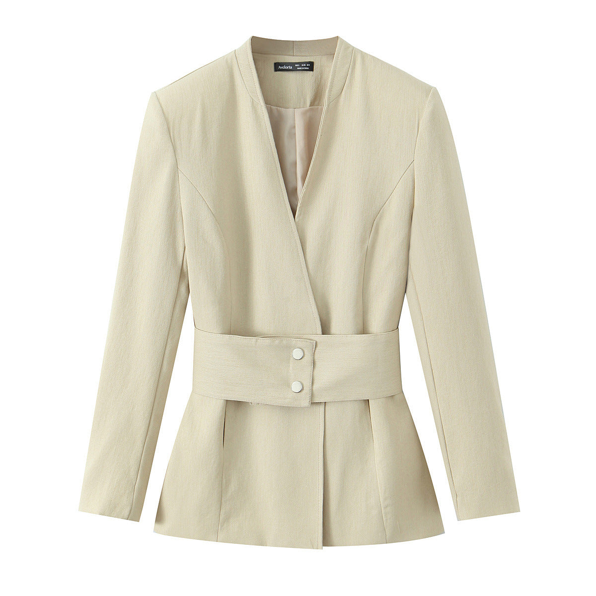 Waist sealed long sleeved suit jacket+straight leg pants set