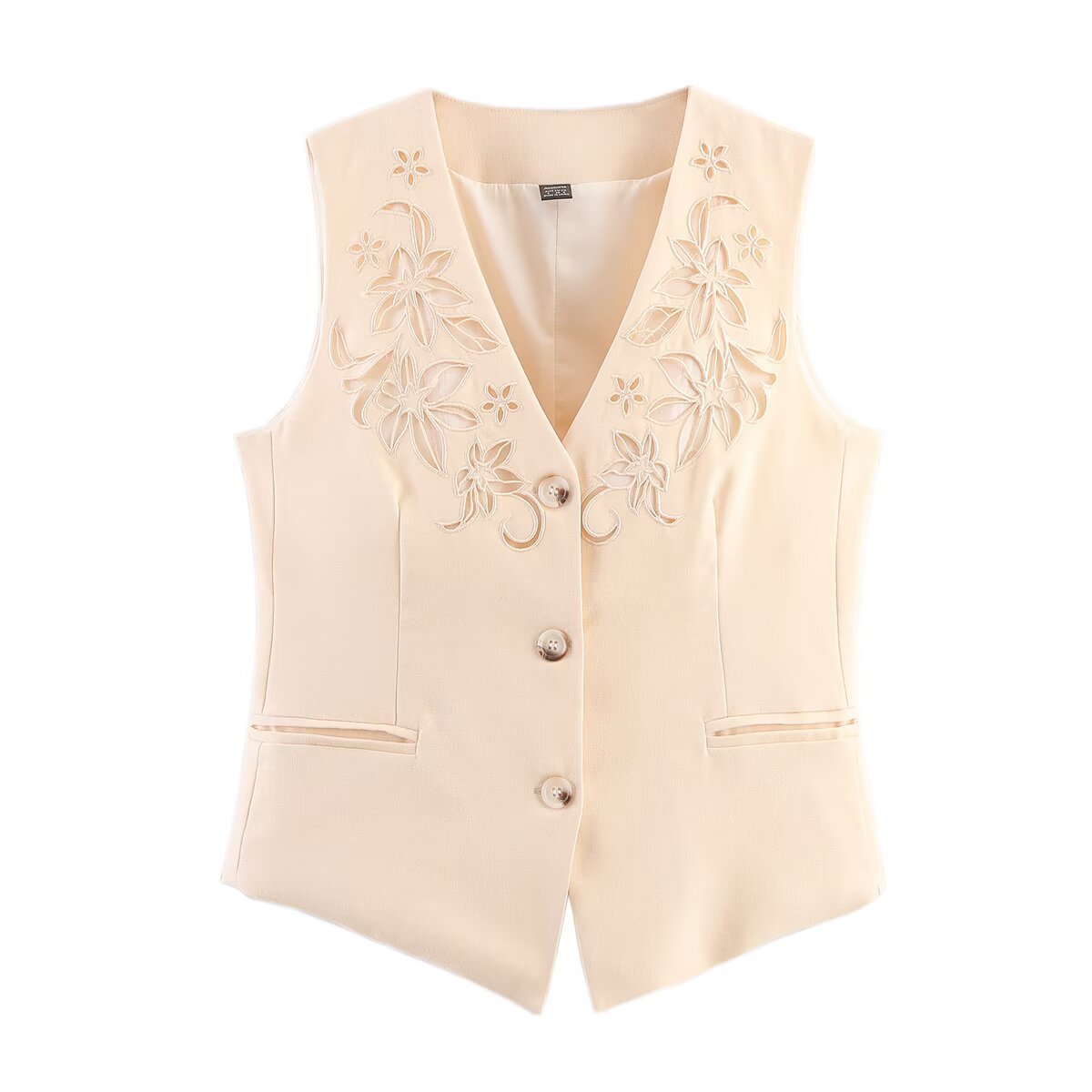 Hollow embroidery cotton linen style vest+shorts set