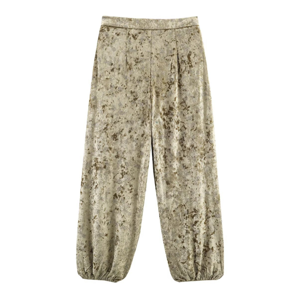 Metallic line waistband suit+pants set