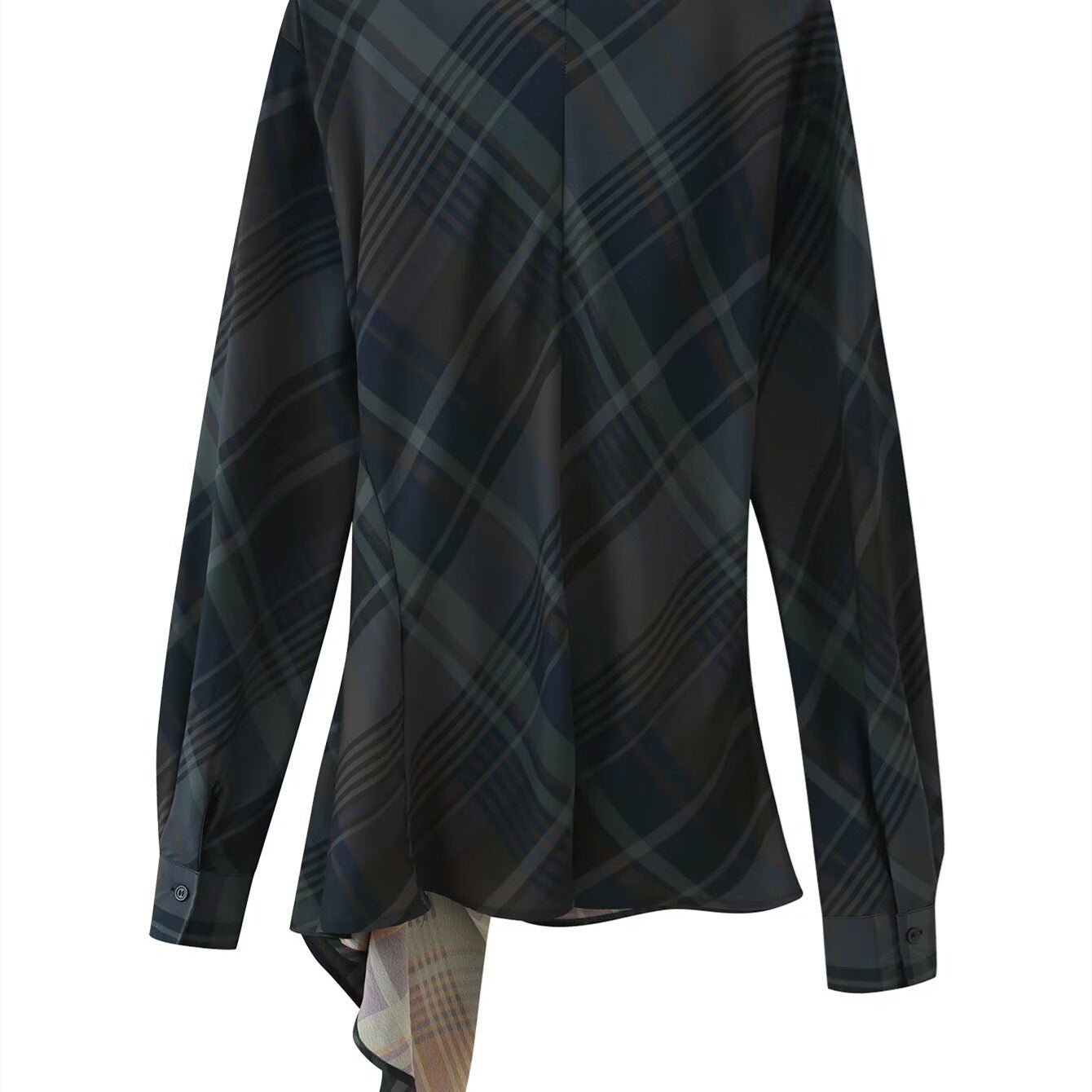 Plaid pleated top+balloon pants