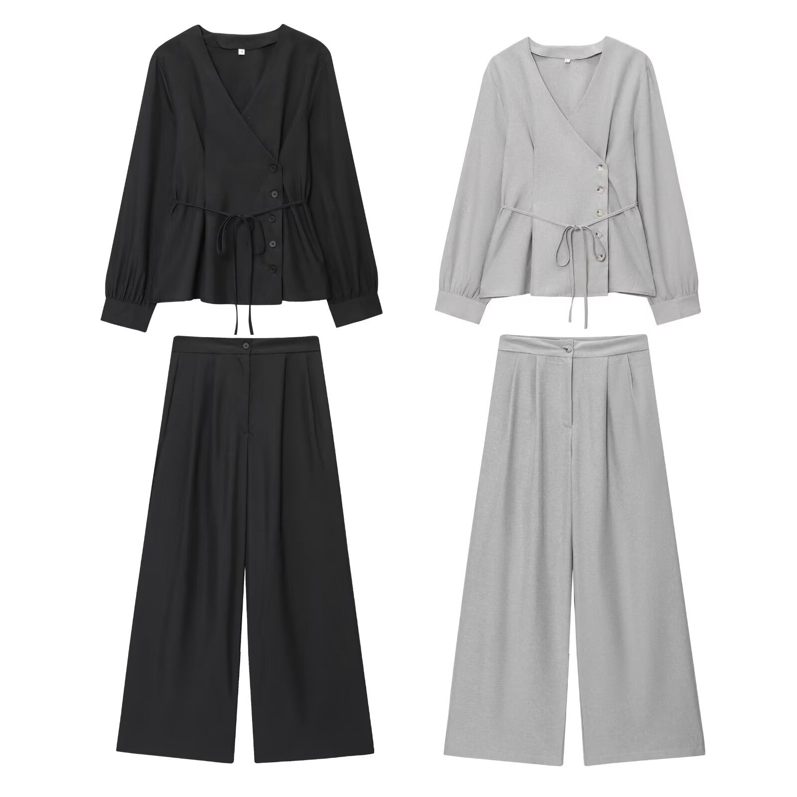 Irregular Top + Casual Long Pants Set for Women
