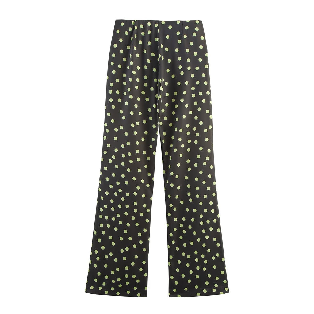 Neck collar top+flared pants set