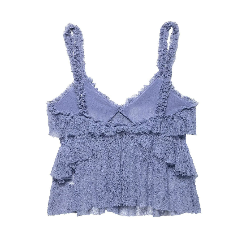 Lace camisole top+lace long skirt set for women