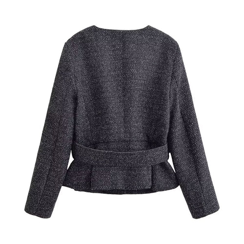 Coarse woolen coat+skirt and pants set