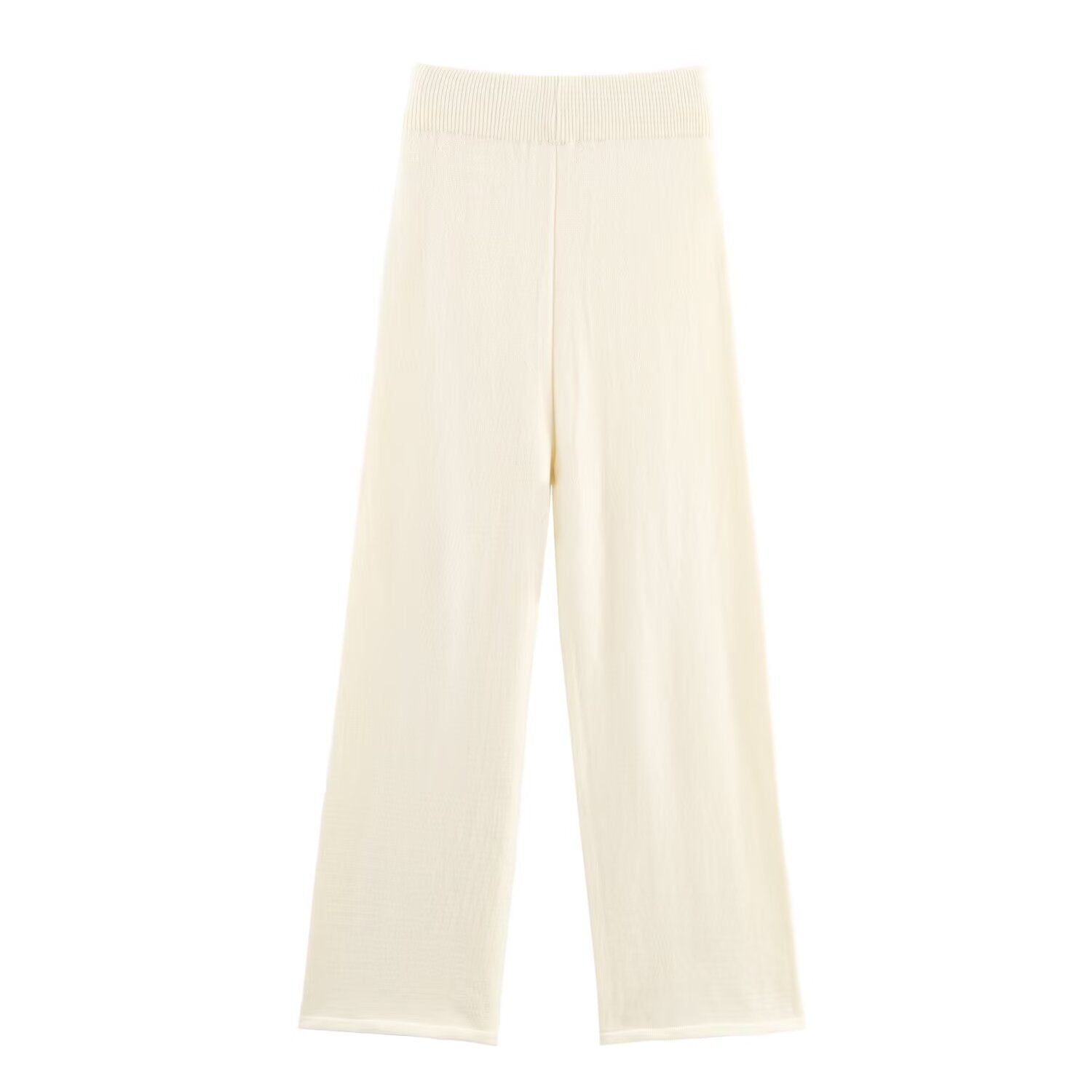 Solid color woolen jacket+straight leg wide leg pants set