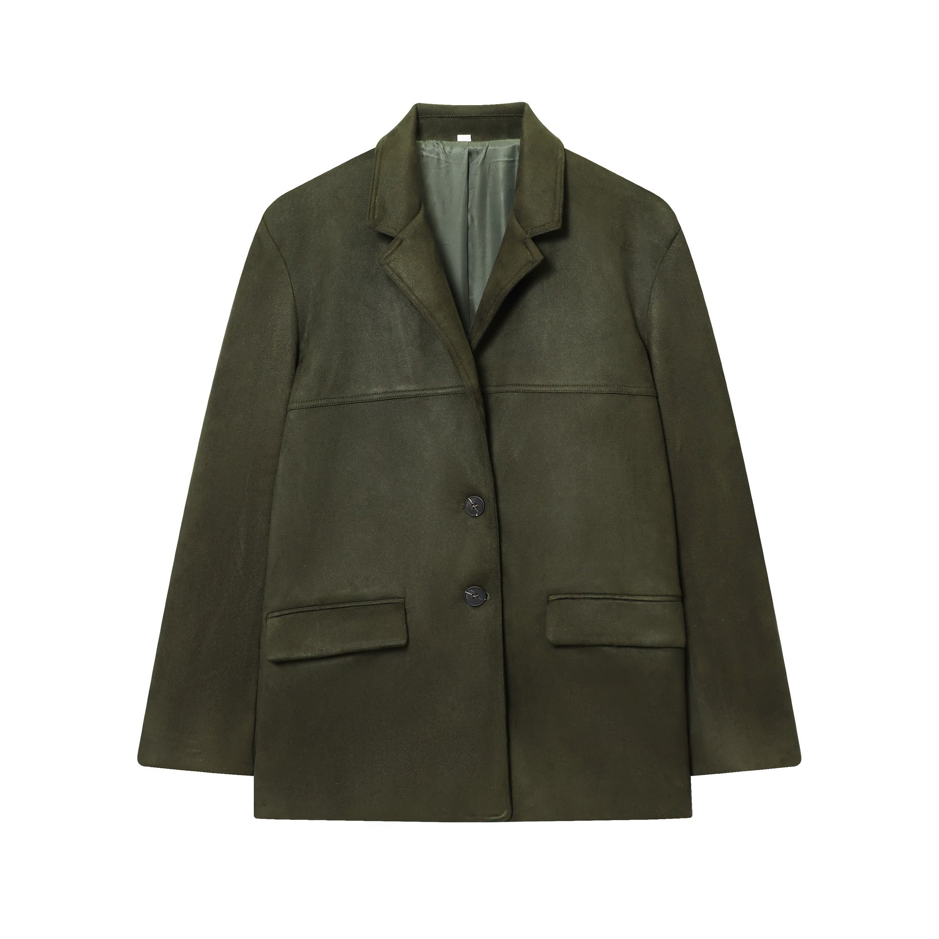 Vintage Suede Pocket Decor Jacket  Shorts Set