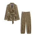 Velvet waistband suit jacket+pants set