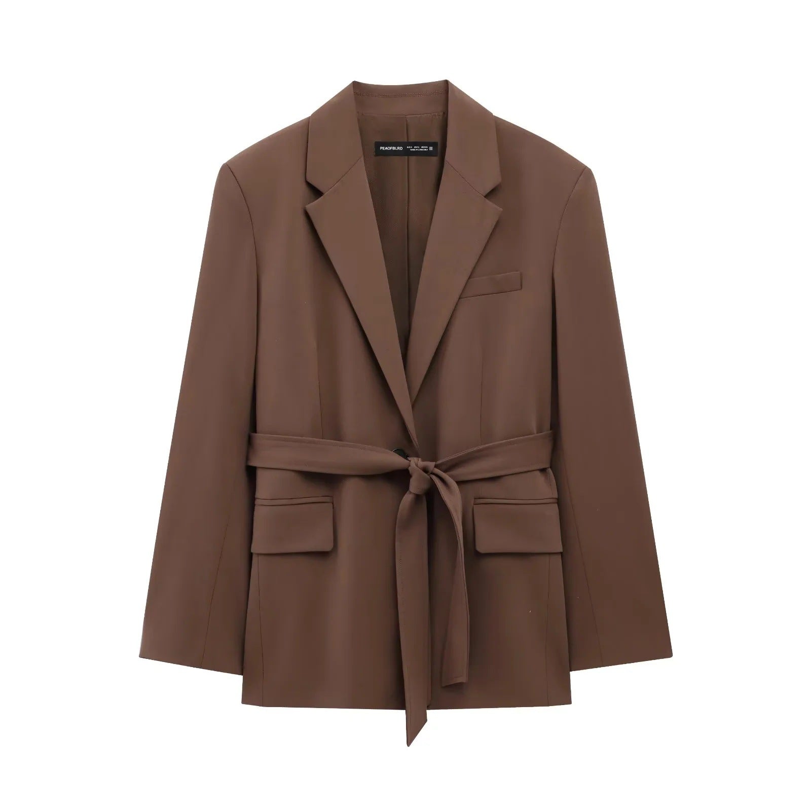 Belted Loose Casual Suit Jacket  Pants Set for Women