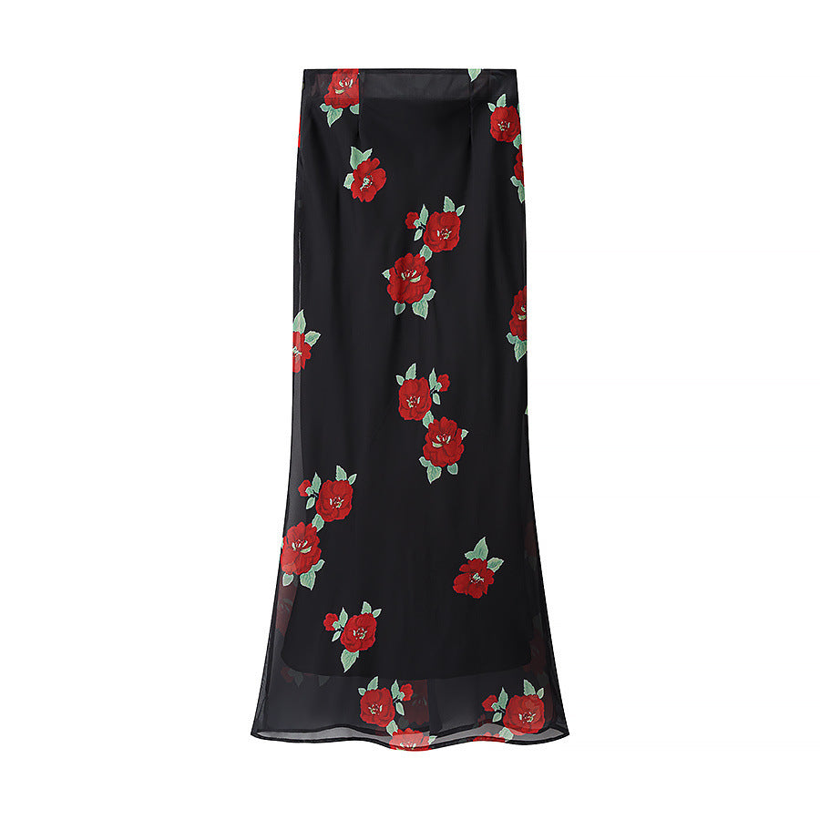 Printed top+skirt set