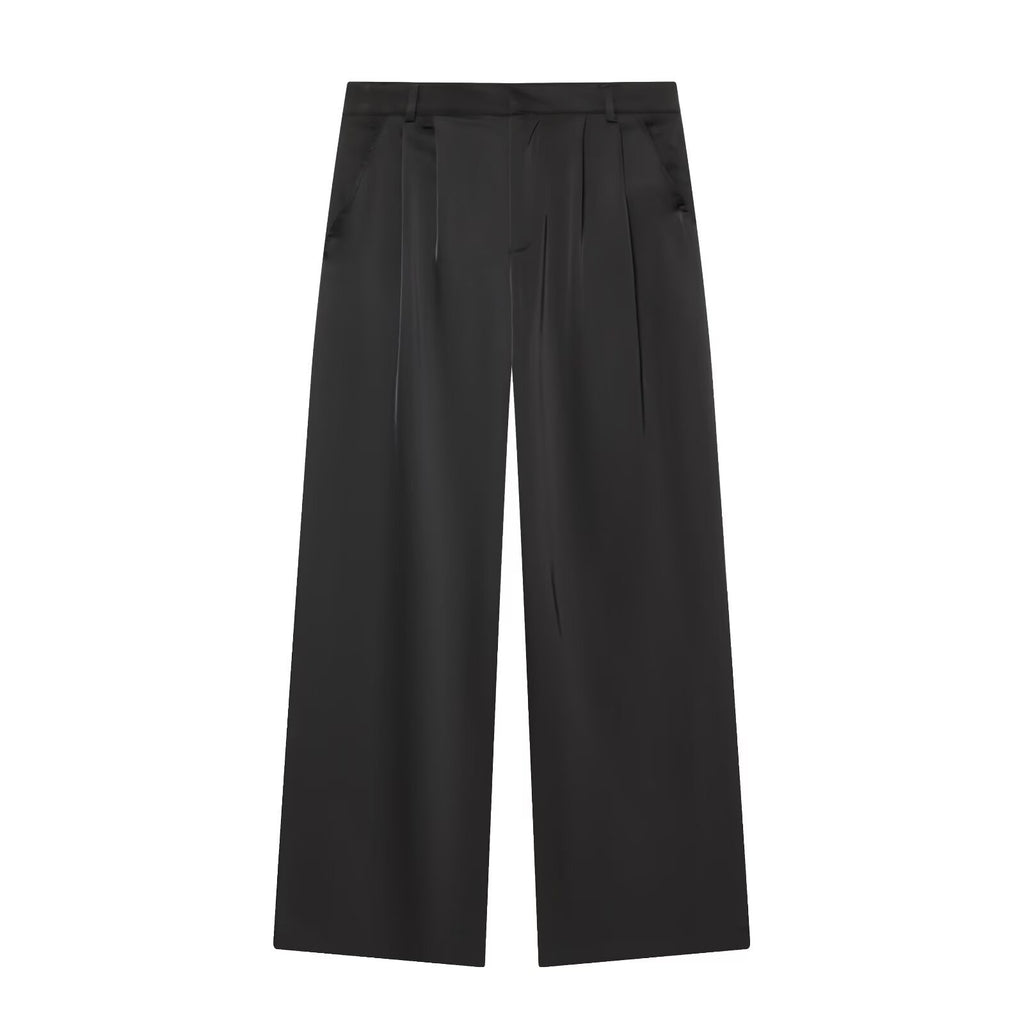 Sleeveless top+silk pleated pants women's clothing