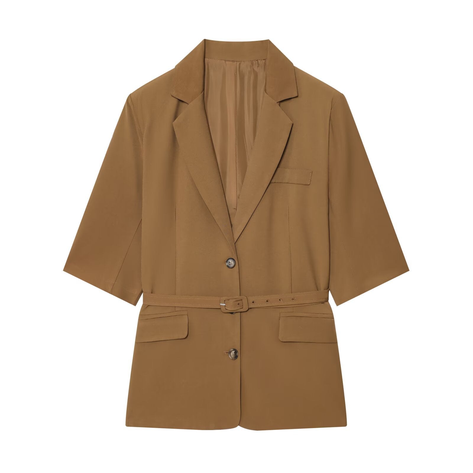 Belt and short sleeved suit style jacket+pants set