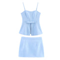 Fashion slim fit camisole strapless top+short skirt set for women