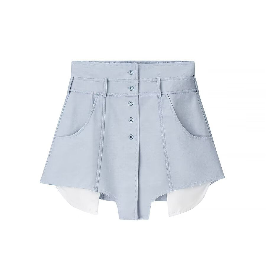 Checkered shirt+short skirt two-piece set