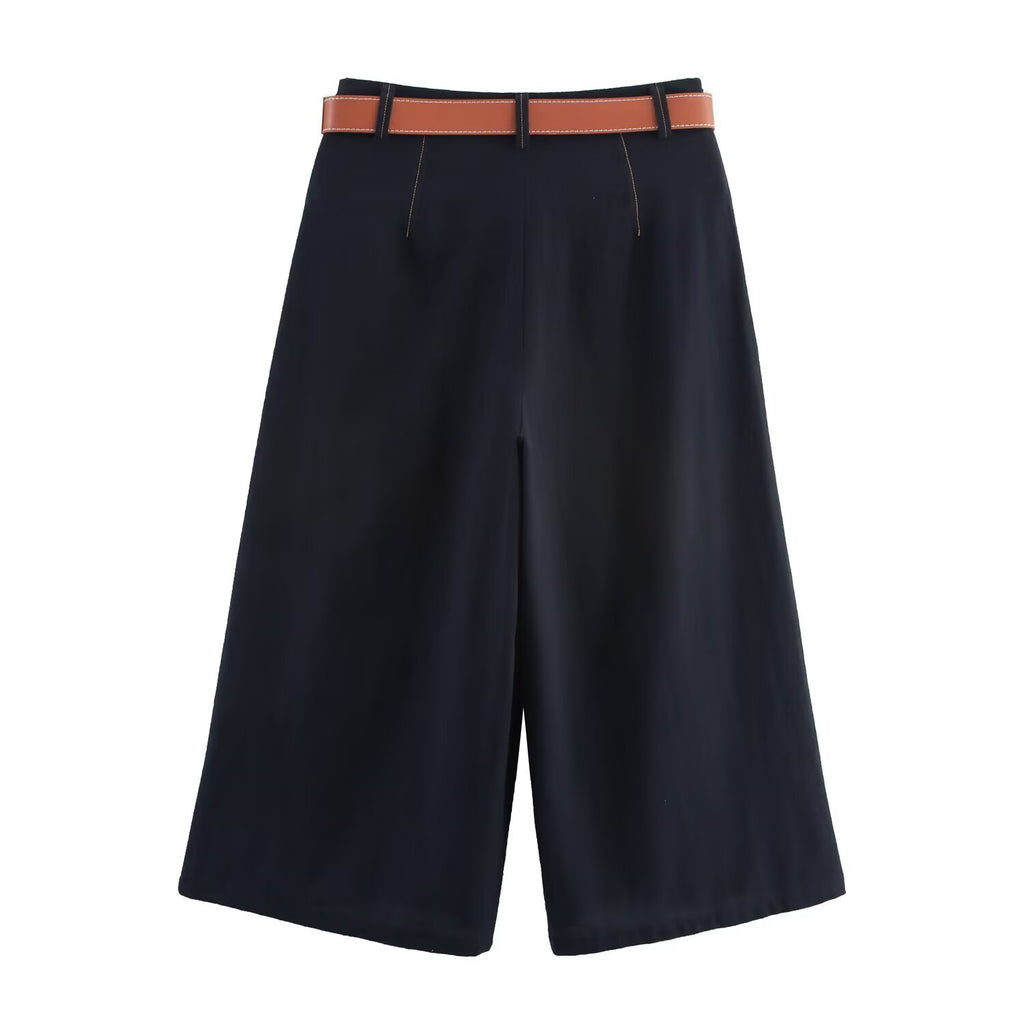 Color blocked straight vest with stitching and pants set