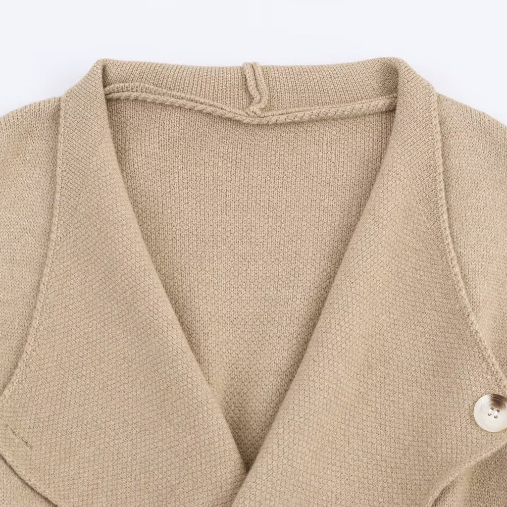 Solid color woolen jacket+straight leg wide leg pants set