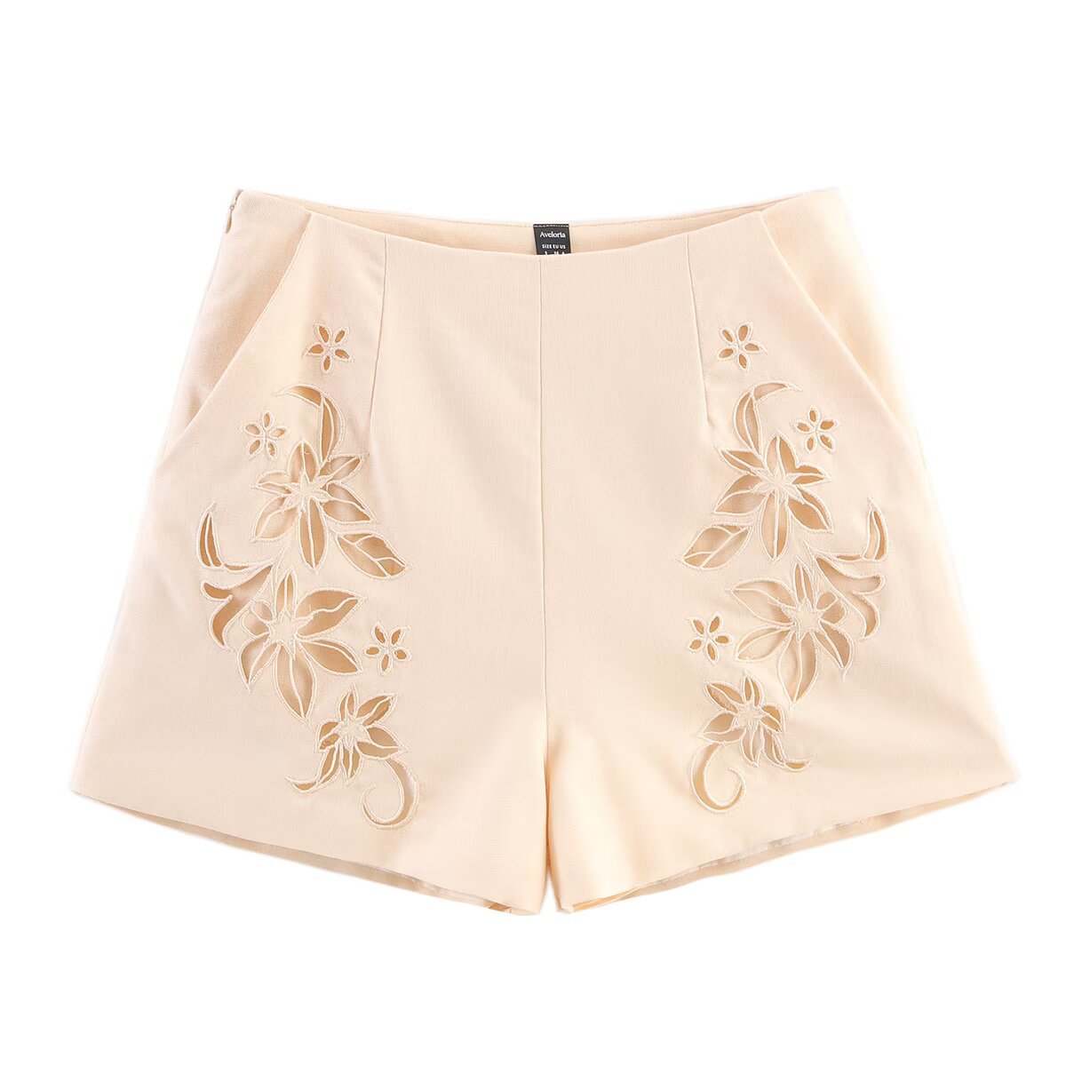 Hollow embroidery cotton linen style vest+shorts set