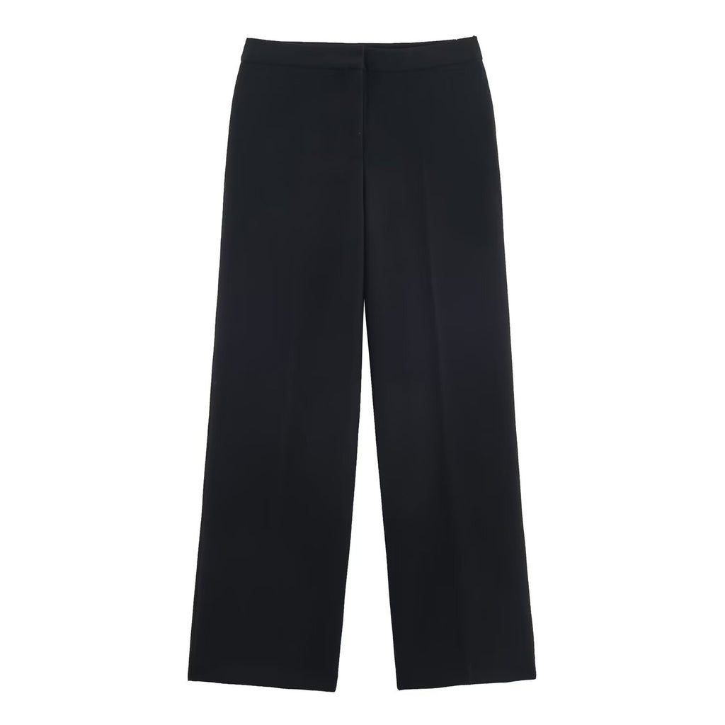 Buckle embellished suit jacket+straight leg pants set