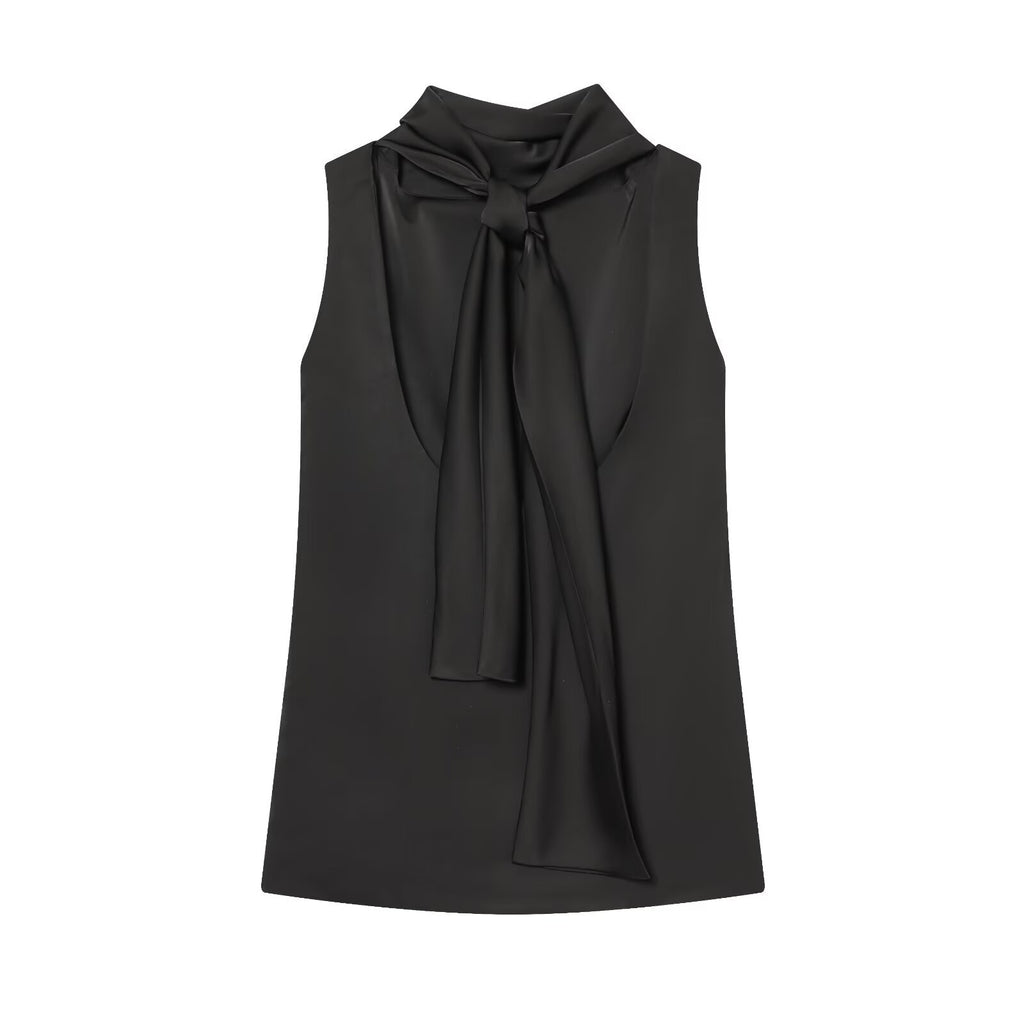 Sleeveless top+silk pleated pants women's clothing