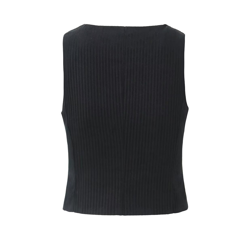 New women's fashion striped slim fit vest vest vest vest with vest lace and pleated skirt
