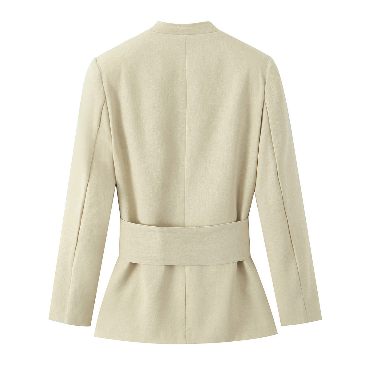 Waist sealed long sleeved suit jacket+straight leg pants set