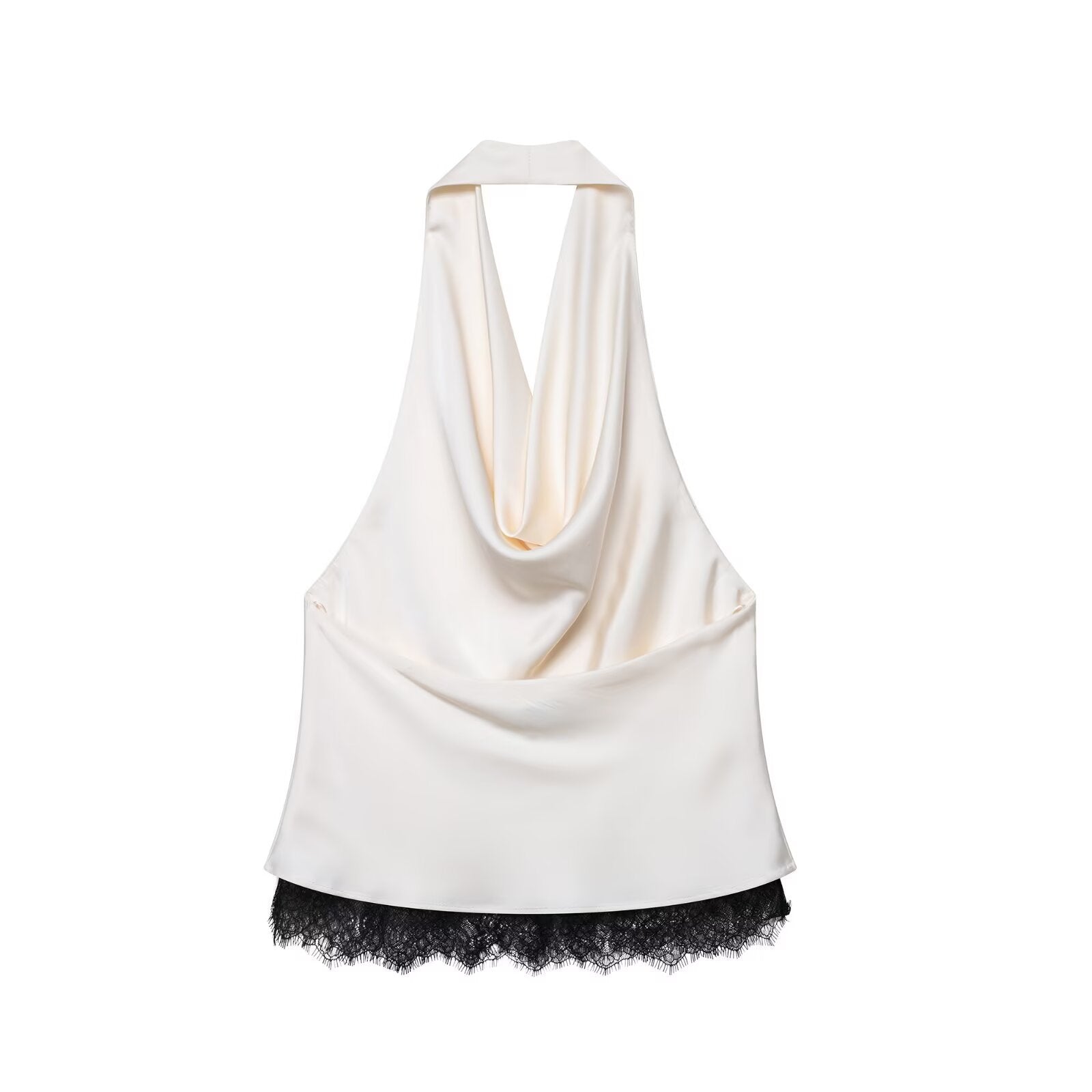 Lace embellished satin top+skirt set