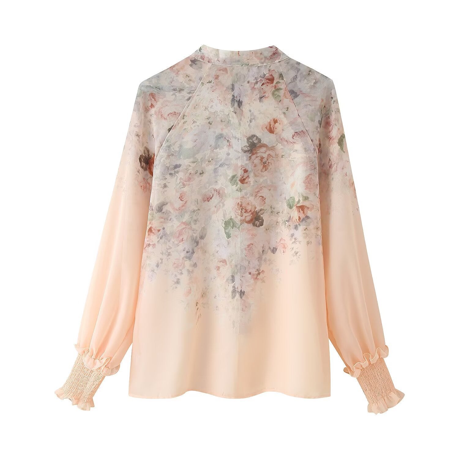 Flower print long sleeved shirt+skirt set